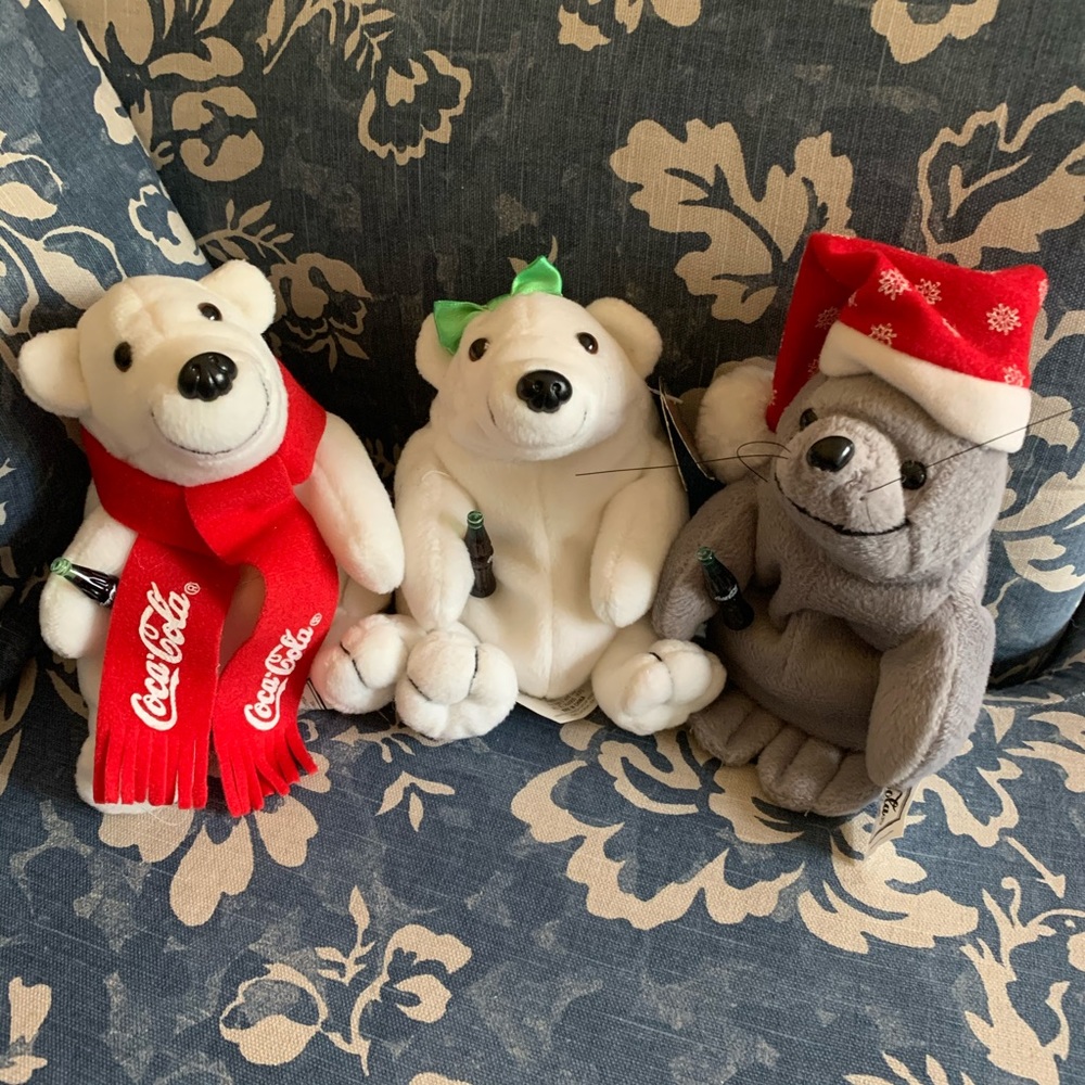 1990’s Coca Cola 6” Plush set of 3 Polar Bear Seal